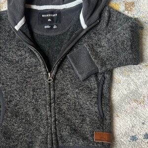 Quiksilver Men's Black Fleece Jacket with Gray Trim